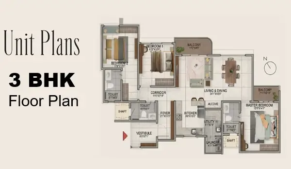 Featured Image of Auro Panorama 3 BHK Floor Plan