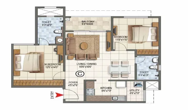 Featured Image of Auro Panorama 2 BHK Floor Plan